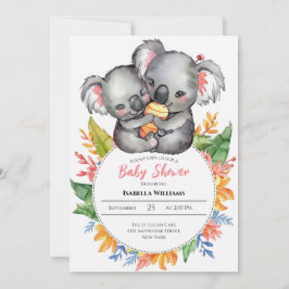 Cute Koalas Wildblomma Shower Inbjudningar