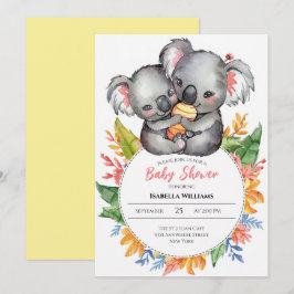 Cute Koalas Wildblomma Shower Inbjudningar
