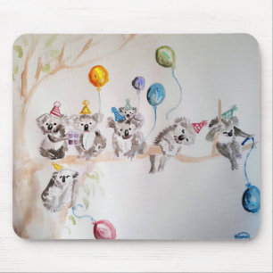 Cute KoalaWatercolor Painting Musmatta blommigt