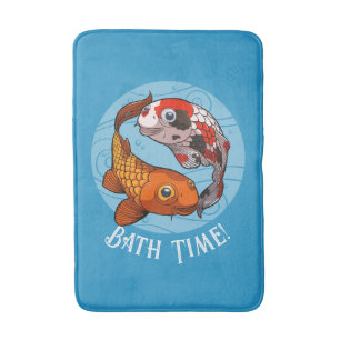 Cute Koi Carp Bath Time! Simma fiskens Tecknad Badrumsmatta