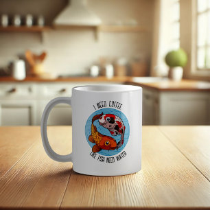 Cute Koi Carp I behöver kaffe som fisk som behöver Kaffemugg