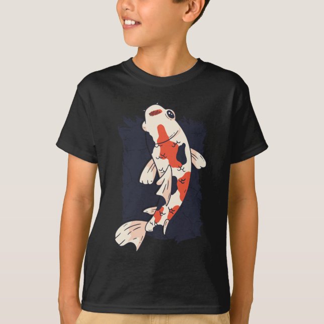 Cute Koi Fish with Red White Black Färg T Shirt (Framsida)