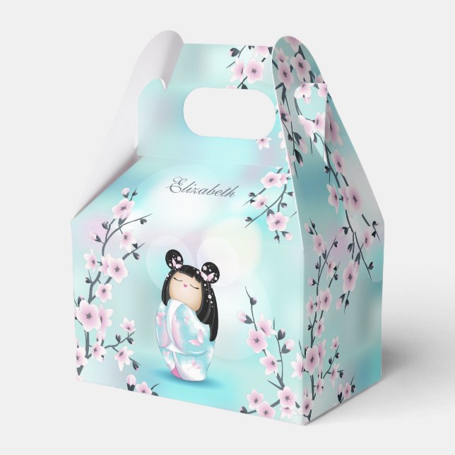 Cute Kokeshi Doll Cherry Blommars Turcos Presentaskar (Framsidan Sidan)