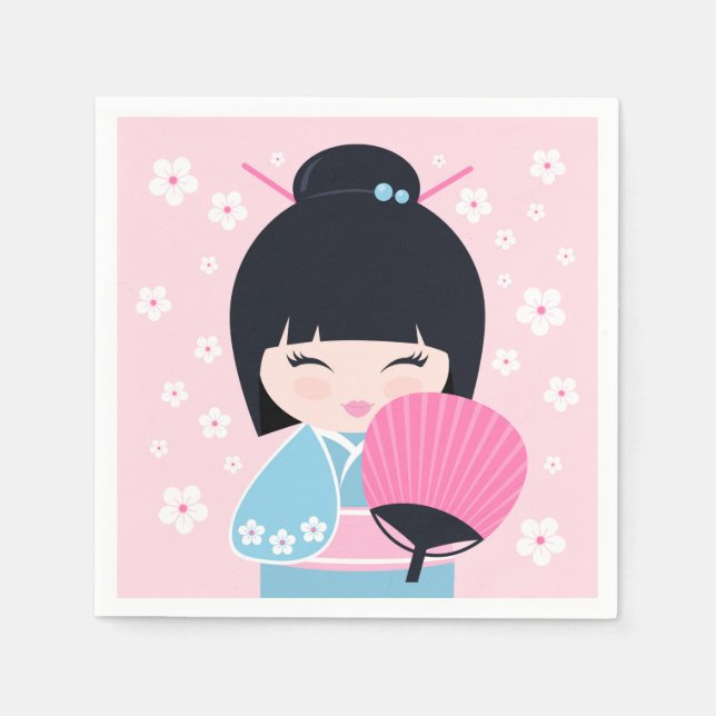 Cute Kokeshi Doll Pappersservett (Framsidan)