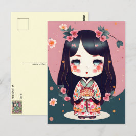 Cute Kokeshi Doll, Postcross Vykort