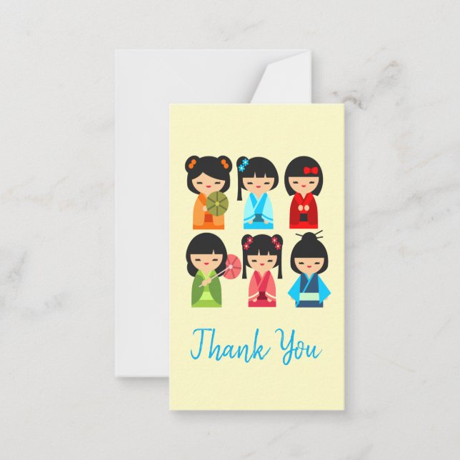 Cute Kokeshi Japanska dockor Anteckningskort (Framsida)