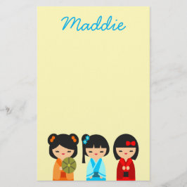 Cute Kokeshi Japanska dockor Brevpapper