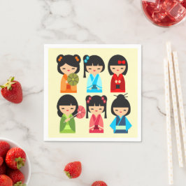 Cute Kokeshi Japanska dockor Pappersservett