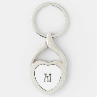 Cute kommer att bli en stor syster Giraffes Funny Twisted Heart Silverfärgad Nyckelring