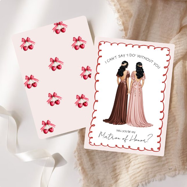 Cute "Kommer du att bli min hedersmatron?" Cherry Inbjudningar (Skapare uppladdad)