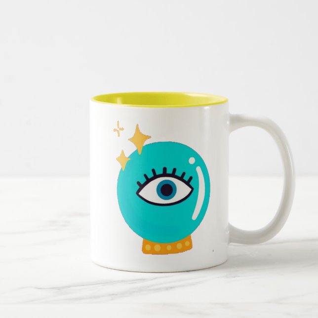 Cute konstig magiska kristaller boll öga Två-Tonad mugg (Höger)