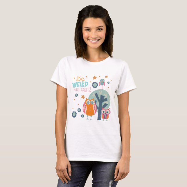 Cute Konstig Uggla Quote Inspiritivity T-Shirt (Hel framsida)
