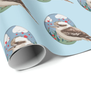 Cute Kookaburra Kärlek Sommar Bird Mönster Roligt Presentpapper
