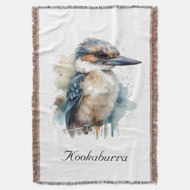 Cute Kookaburra på Gren, anpassningsbar Filt (Framsidan Vertikal)