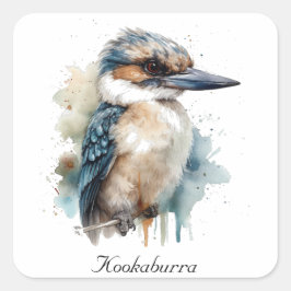 Cute Kookaburra på Gren, anpassningsbar Fyrkantigt Klistermärke