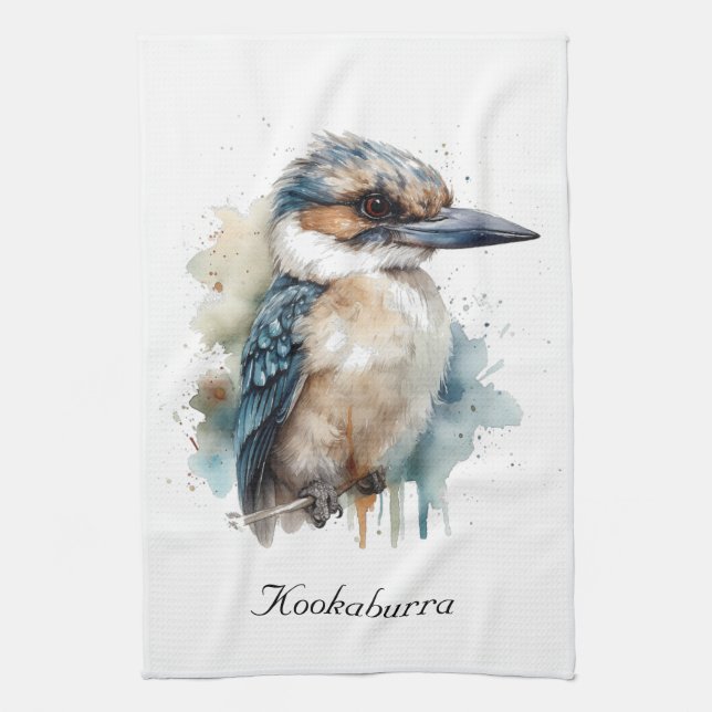 Cute Kookaburra på Gren, anpassningsbar Kökshandduk (Vertikal)