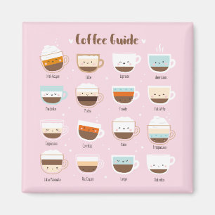 Cute kopp kaffe på ljus rosa magnet