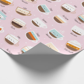 Cute kopp kaffe på ljus rosa presentpapper