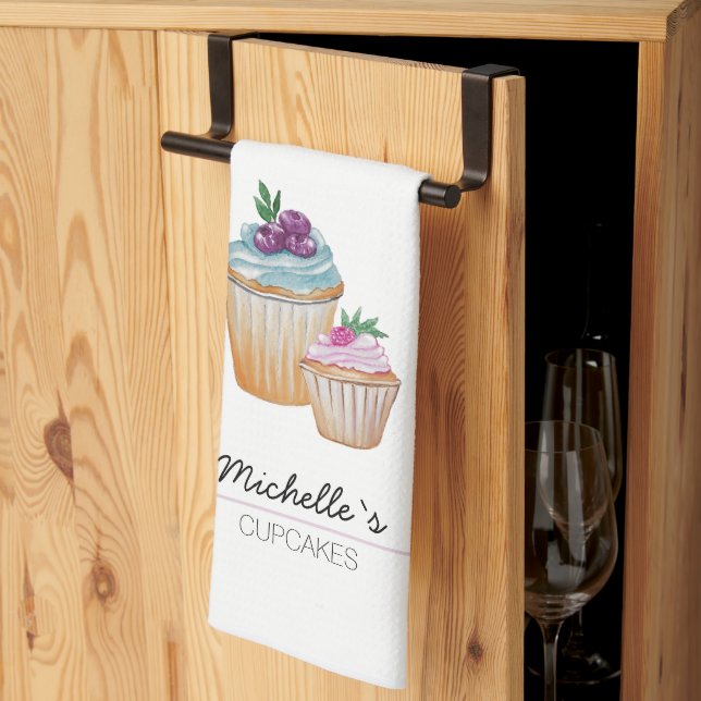 Cute Kopp, kakor och fruktvattenfärg Kökshandduk (Thirds Fold)