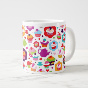 Cute kopp-kakor och tepottor jumbo mugg