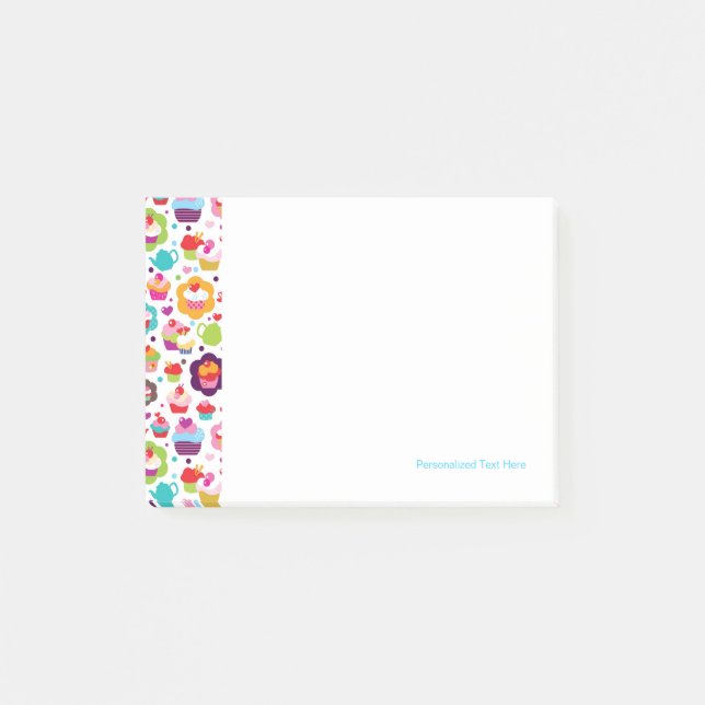 Cute kopp-kakor och tepottor post-it block (Framsida)