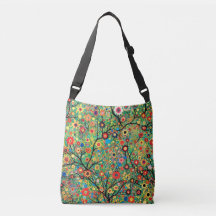 Cute kor-väska, träd och blommor, boho
