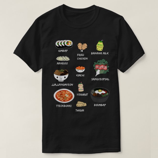 Cute Korean Food Shirt, Bibimbap och Koreahalvön T Shirt (Design framsida)
