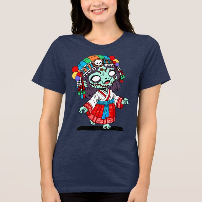 Cute Koreanska Zombie T Shirt (Framsida)