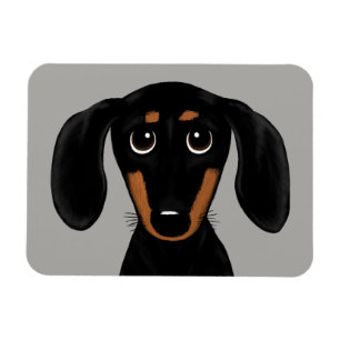 Cute Kort Hjärn Black och Tan Dachshund Magnet