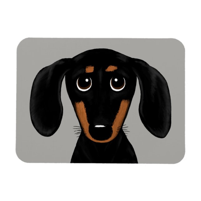 Cute Kort Hjärn Black och Tan Dachshund Magnet (Horisontell)