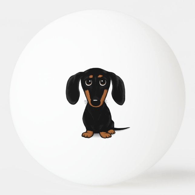 Cute Kort HLED Black och Tan Dachshund Mönster Pingisboll (Framsidan)