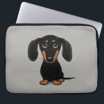 Cute Kort Hred Black och Tan Dachshund Laptop Fodral<br><div class="desc">Cute-Tecknad Doxie</div>