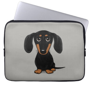 Cute Kort Hred Black och Tan Dachshund Laptop Fodral