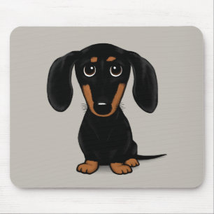 Cute Kort Hred Black och Tan Dachshund Musmatta