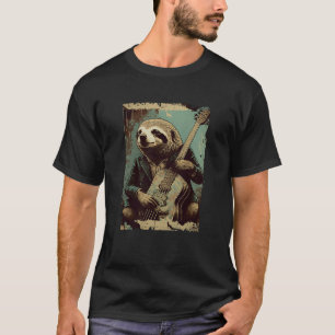 Cute-kortplatser som spelas upp på guitar retro-mu t shirt