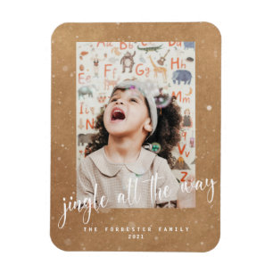 Cute Kraft Jingle hela vägen skript 2-foto Magnet