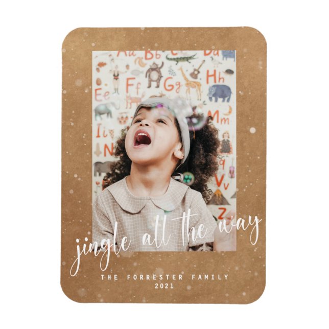 Cute Kraft Jingle hela vägen skript 2-foto Magnet (Vertikal)