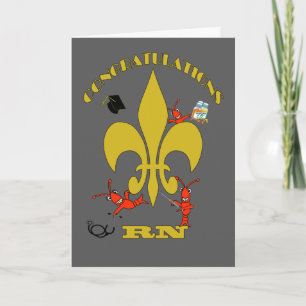 Cute Kräftor Fleur de Lis Grattis RN Kort