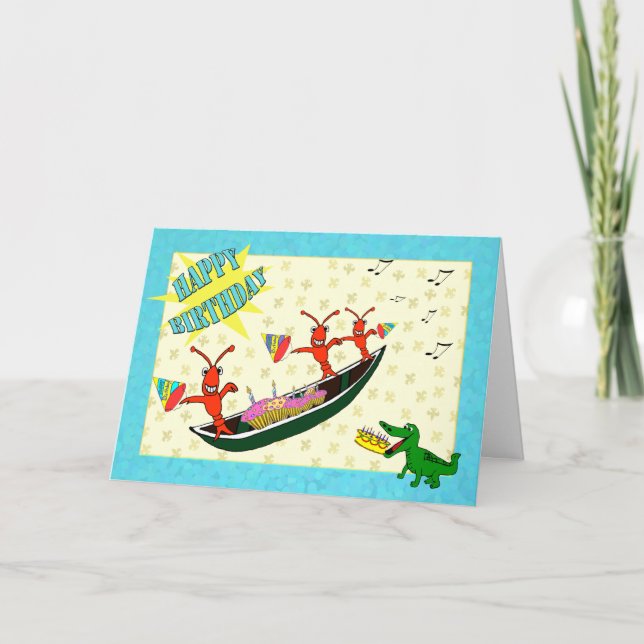 Cute Kräftor och Alligator Grattis på födelsedagen Kort (Framsida)