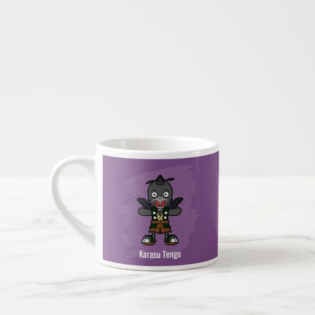 Cute Kråka Tengu Yokai-Japansk Folklore Espressomugg (Vänster)
