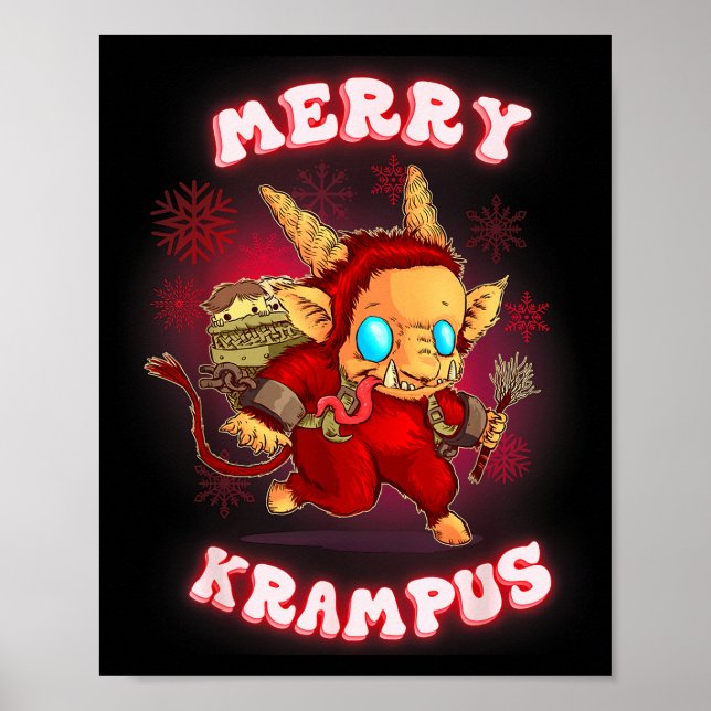 Cute Krampus Pajamas Kids Mens Womens Christmas  Poster (Framsidan)