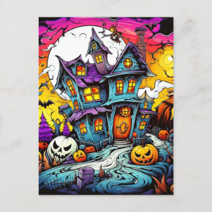 Cute Kreativ Halloween Haunween House Vykort