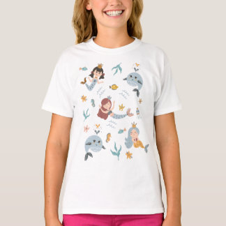 Cute Kreativ Illustrated Kids Sjöjungfruar T Shirt