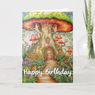 Cute Kreativ Mushroom House Illustration Kort