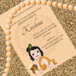 Cute Krishna-kort för födelsedag - Krishna-konst Inbjudningar