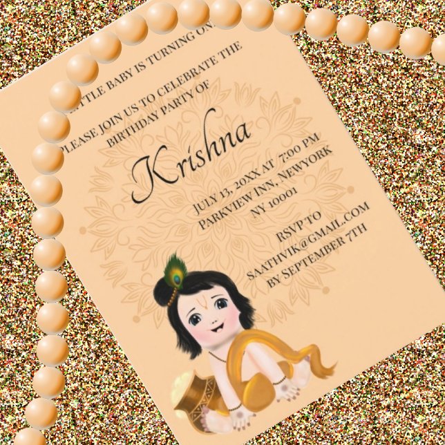 Cute Krishna-kort för födelsedag - Krishna-konst Inbjudningar (Skapare uppladdad)