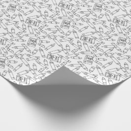 Cute Kritor Färg din egen svarta vita Mönster Presentpapper