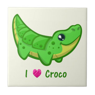 Cute krokodile kärlek kawaii tecknad baby kakelplatta