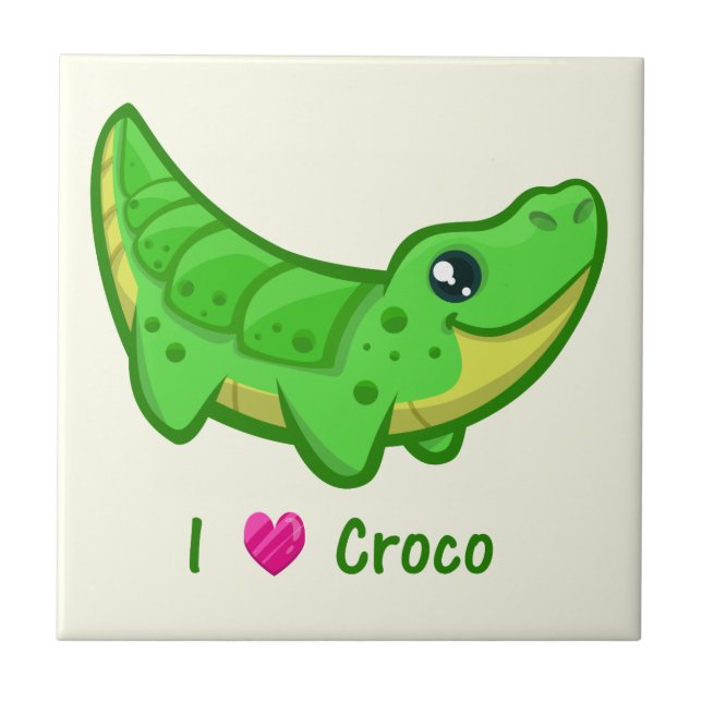 Cute krokodile kärlek kawaii tecknad baby kakelplatta (Framsidan)