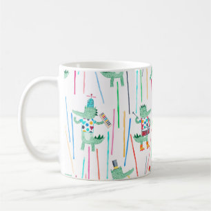 Cute krokodiler med musikinstrument. Watercol Kaffemugg